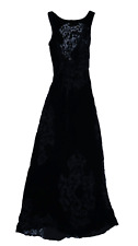 VTG Betsey Johnson Womens Black Velvet Sheer Panels Sleeveless Maxi Dress S picture