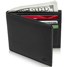 Genuine Leather RFID Blocking Bifold Wallet For Men Slim Mens Wallet Minimalist picture