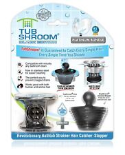 TubShroom Chrome Strainer Hair Catcher Drain Protector with StopShroom for Tub picture