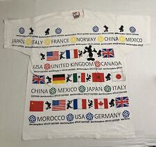 Vtg Disney Epcot Center T-Shirt XL All Over Print Flags Single Stitch USA RARE picture