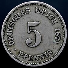 1874A Germany Empire, 5 Pfennig Coin, km3 - Excellent Coin 🇩🇪 picture
