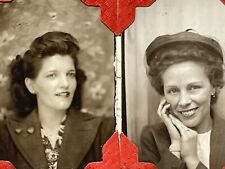 U6 Photo Vintage Photo Booth 2 Beautiful Women Lovely Lady 1940's Glued Together picture