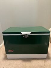 Vintage COLEMAN Green Metal Steel Belted Retro Ice Chest Cooler neat picture