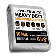 WHITEDUCK Super Heavy Duty Poly Tarp 16 Mil Thick Cover Waterproof- Silver Black picture