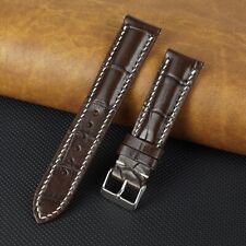 20mm Brown Watch Band Crocodile Leather Watch Strap Hand-stitching picture