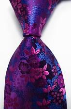 New Classic Floral Rose Blue JACQUARD WOVEN 100% Silk Men's Tie Necktie picture