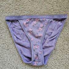 Vintage 2003 Victorias Secret logo band string bikini purple floral cotton XS picture