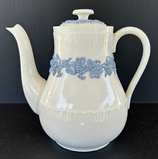 Wedgwood Queensware Coffee Pot Blue Embossed Grapes On Cream Etruria & Barlston picture