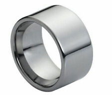 12mm Men's Genuine Tungsten Carbide High Polish Pipe Cut  Wedding Band Ring  picture