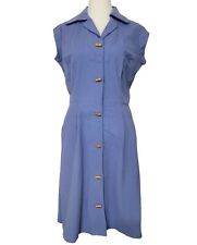 Vtg 70s Dress Corduroy Size Medium Blue Sleeveless picture