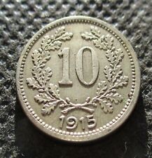 OLD COIN OF AUSTRIA-HUNGARY EMPIRE 10 HELLER 1915 WORLD WAR I FRANZ JOSEPH I picture