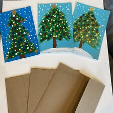 Christmas,New Year,Set Of 3, 4/6 Hand Painted,greeting Cards,framed picture