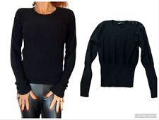 SONIA RYKIEL BLACK CASHMERE SNAP SHOULDER CREW NECK LONG SLEEVE SWEATER 40 S picture