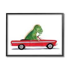 Stupell Industries Dinosaur Monster Sports Car Giclee Framed Wall Art, Design... picture