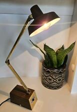 Vintage Mid Century Brown Gold Metal Tensor Desk Lamp MCM Two Settings Office picture
