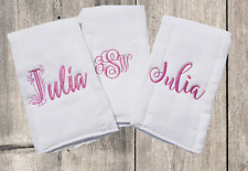Set of 3 Personalized Monogrammed Embroidered Burp Cloth Boy or Girl-Thick 6 Ply picture