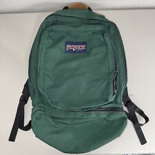 Vintage 90s Jansport Outdoor Backpack USA Hiking Bag Green School Leather handle picture