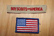 BSA Boy Scouts of America Tape & American Flag Patch Used Tan picture