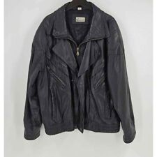 Vtg City Streets 11935 Genuine Leather Moto Quilted Jacket Zip Snap Closure XL picture