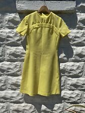 Vintage 1970’s Mod Day Dress Women’s Yellow Midi Handmade Aline  picture
