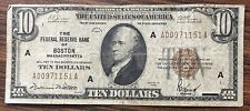 1929 Ten Dollar Bill $10 National Currency - Boston Massachusetts #75707 picture