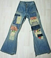 Vintage 1960's Dubbleware Flared Denim Jeans Hand Patched Patchwork 25