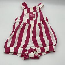 Vintage OshKosh B'gosh Pink Shorts  Striped Overalls 24 Months USA picture