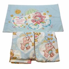 Vintage 80s Care Bears Twin Sheet Set 3 Piece Flat & Fitted 1 Pillowcase USA picture