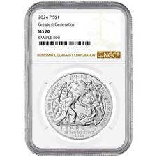 2024-P UNC $1 Greatest Generation Silver Commemorative NGC MS70 Brown Label picture
