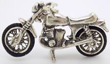 Vintage Italian Handmade Genuine Silver Motorcycle Dollhouse Miniature Figurine picture