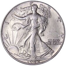 1942 Walking Liberty Silver Half Dollar AU ABOUT UNCIRCULATED MINT LUSTER picture