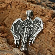 large ARCHANGEL MICHAEL ST PROTECT pendant 925 Sterling Silver 24