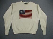 Polo Country Ralph Lauren Sweater Vintage American Flag Large Ivory picture