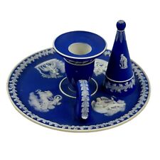 Antique Wedgwood 19th c. Blue Jasperware Chamber Stick Candlestick  * Repaired picture