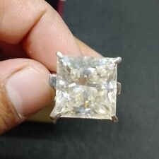 RARE 42 Ct Certified Princess Cut Off White Treated Diamond Solitaire Ring picture
