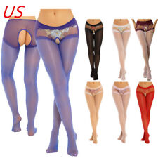 US Women Sexy Glossy Pantyhose Thigh High Stockings Sheer Hollow Out Silk Tights picture