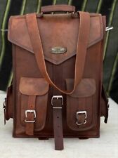 Vintage Goat Hide Leather Laptop Backpack Travel Rucksack Messenger Bag Brown picture
