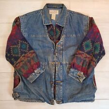 Vintage 80s 90s Aztec Southwestern Ash Creek Trading Medium Denim Jacket Grunge  picture
