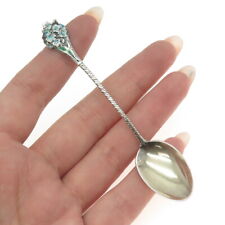 GORHAM 925 Sterling Silver Antique 1895 Enamel Forget Me Not Spoon #808 picture