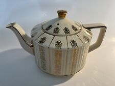 Vintage Elegant Sadler Teapot Gold Floral Ivory Pattern Farmhouse England picture