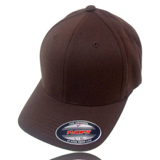 Flexfit Dark Brown Baseball Cap Men's Fitted Size L-XL Blank 6-Panel Hat Genuine picture