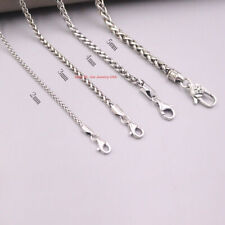 Real S925 Sterling Silver Necklace Classic Wheat Link Chain 18