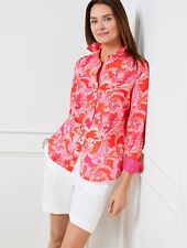 COTTON BUTTON FRONT SHIRT - CHARMING FLORAL at Talbots, NWT $99 picture