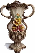 Antique Victorian Capodimonte Floral Twin Handled Tall Vase 50% Off $380 to $190 picture