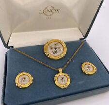 Vintage Lenox Starlight Star Flower Porcelain Jewelry Set 24K Gold Plated picture