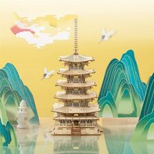 Robotime 275pcs DIY 3D Five-storied Pagoda Wooden Puzzle Game Assembly Kids Toy picture