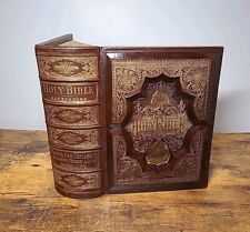 1887 ANTIQUE FAMILY BIBLE beautiful RESTORED leather PHILADELPHIA illustrated picture