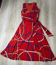 NWOT Lauren Ralph Lauren Womens Dress Red 10 Tie Waist Rope Print Sleeveless picture