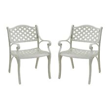 Clihome 2Pcs Outdoor Cast Aluminum Dining Chair Arm Seat Patio  Chair White picture