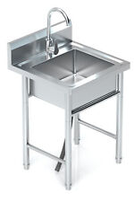 Stainless Steel Utility Kitchen Sink Standing Commercial Restaurant Laundry Sink picture